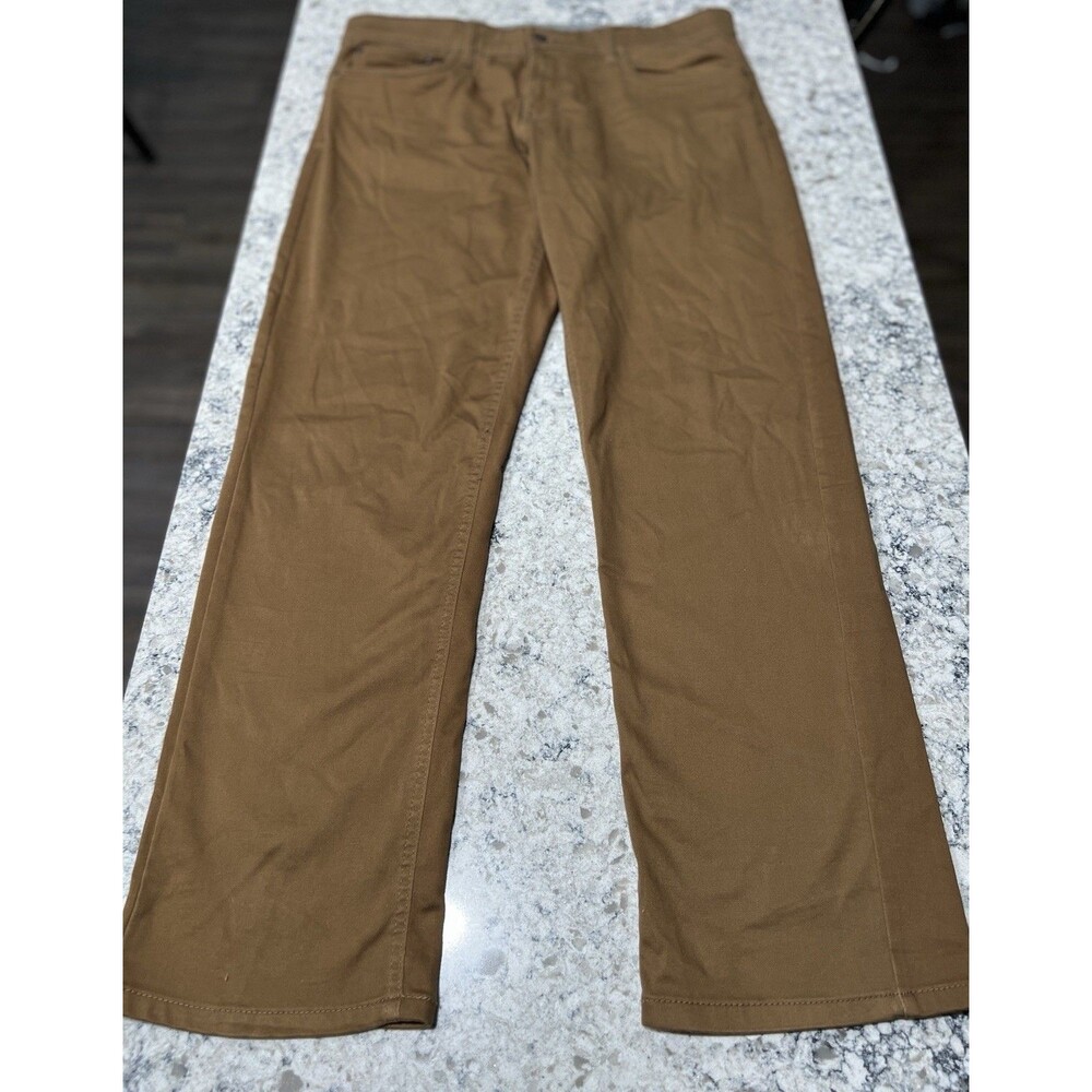 IZOD Jeans Mens 36x32 Regular Fit Brown Stretch Straight Leg Pants 1482703
